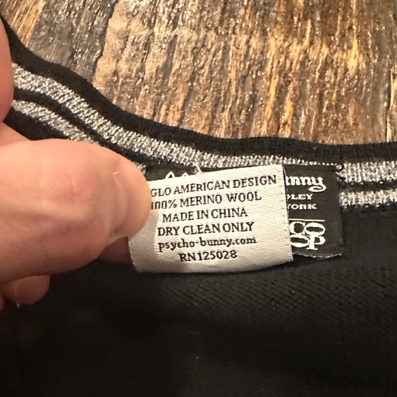 Psycho Bunny Black Cardigan Sweater - 100% merino wool size medium - Picture 4 of 6